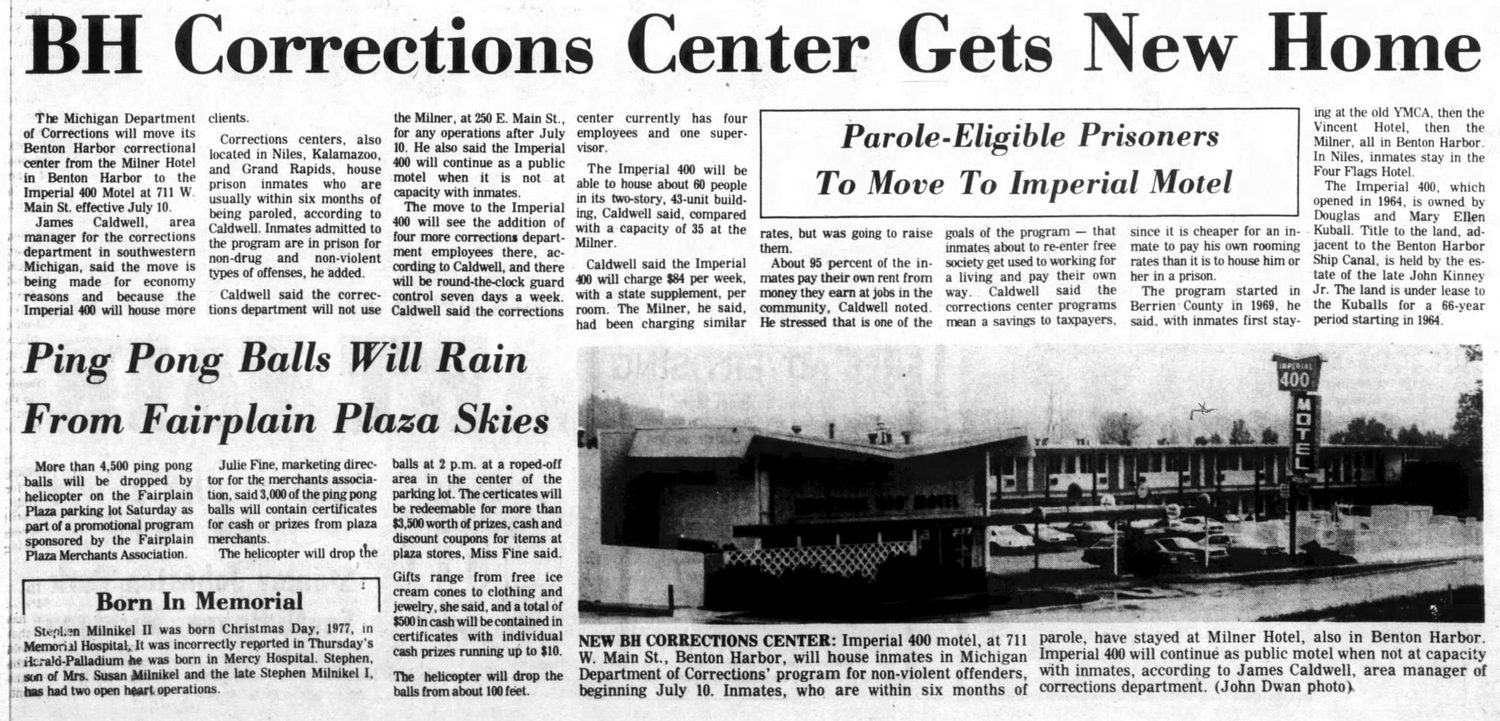 Imperial 400 Motel - June 1978 Article On Corrections Dept Takeover (newer photo)